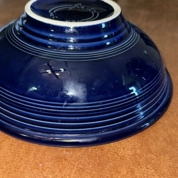 Fiesta HLC USA 9" Ceramic Bowl Deep Blue Vintage Collectible Dish - Picture 4 of 6